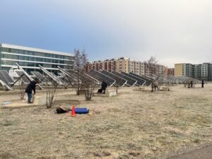 Gruppentraining inmitten von Häusern